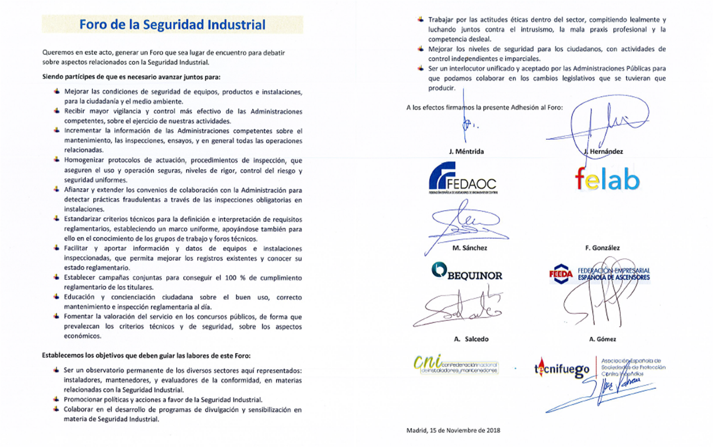 FEDAOC PROMUEVE EL “FORO DE LA SEGURIDAD INDUSTRIAL