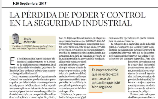 La pérdida de poder y control de las Administraciones en la seguridad industrial